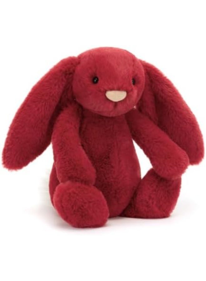 Jellycat Bashful Luxe Bunny Scarlett Plush Soft Toy 31cm Luxury Stuffed Animal Red Bunny Gift for Kids Babies Collectible Teddy - Image 1